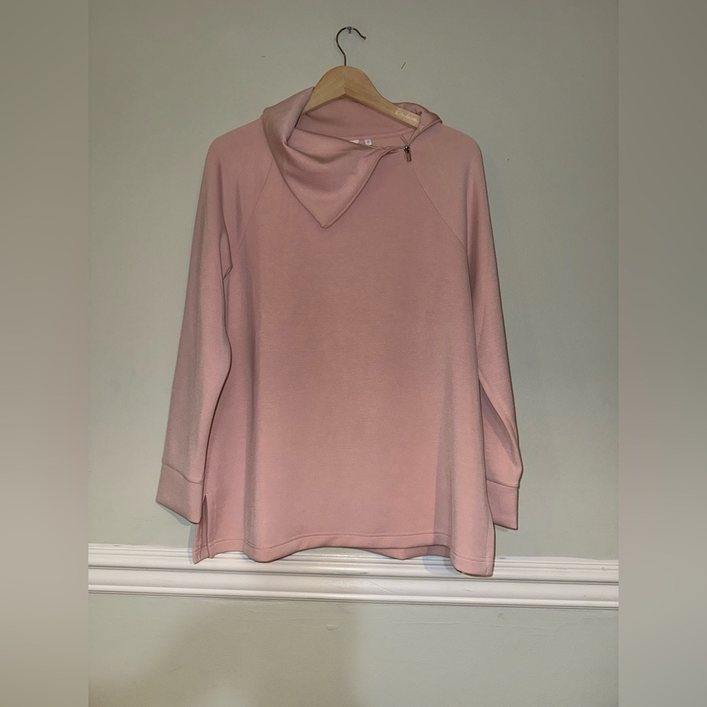 Chico’s Pink Cowl Neck Long Sleeve Pullover Size Large Soft - Picture 9 of 9